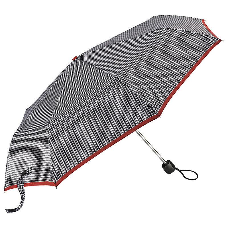 Fulton dámský skládací deštník Minilite 2 HOUNDSTOOTH RED BORDER