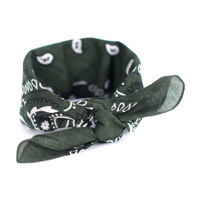 Artofpolo Bavlněný šátek Bandana 55 cm x 55 cm Tmavě zelený 115023662