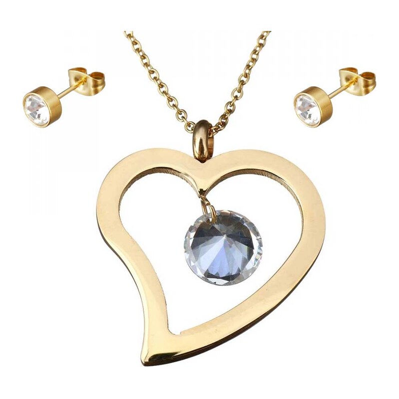 Impress Jewelry Souprava šperků z chirurgické oceli Srdce Zlatý 115023795