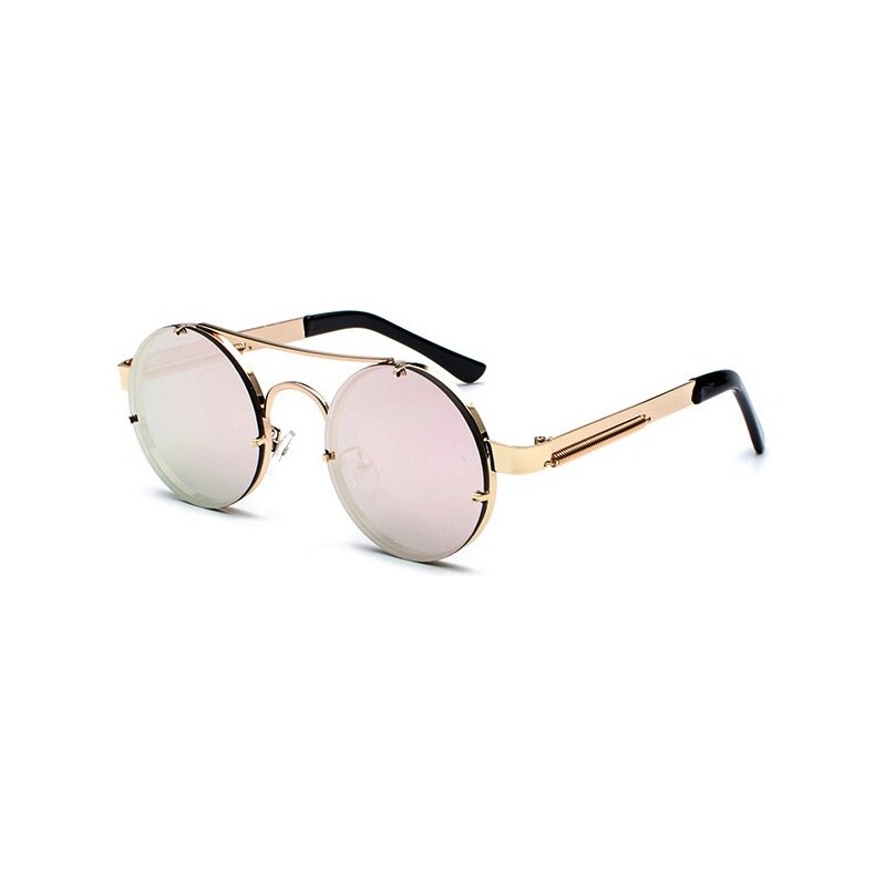 Lifestyle Retro kulaté kovové sluneční brýle Spring Růžové zrcadlovky 115023866