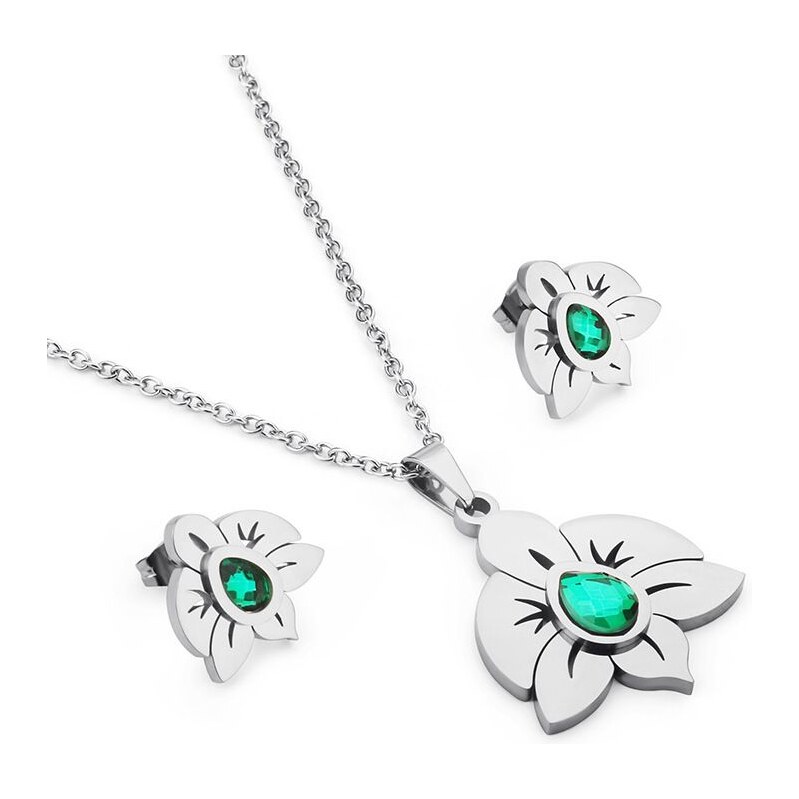 Impress Jewelry Sada šperků z oceli sluníčko Flow s krystalem Stříbrné 115023918