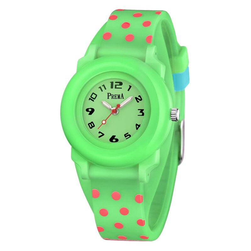 Shim Watch Prema dívčí silikonové hodinky Polka Dots Zelené 115024212