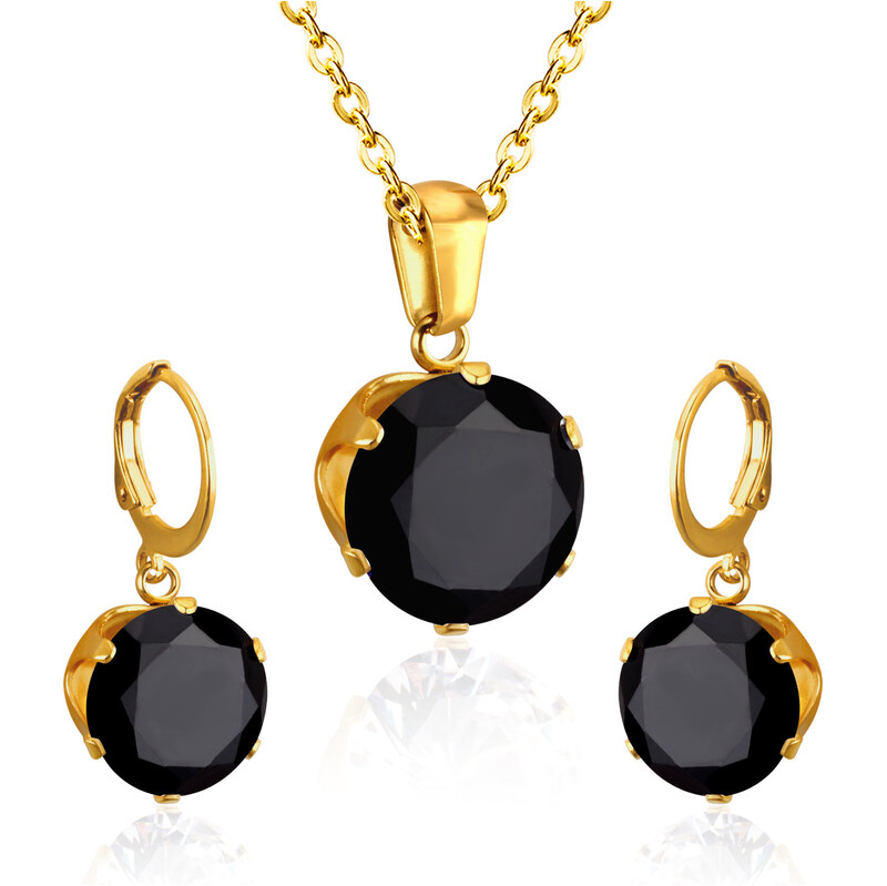 Impress Jewelry Sada šperků z chirurgické oceli Sansa zlatá / Černá 115024215