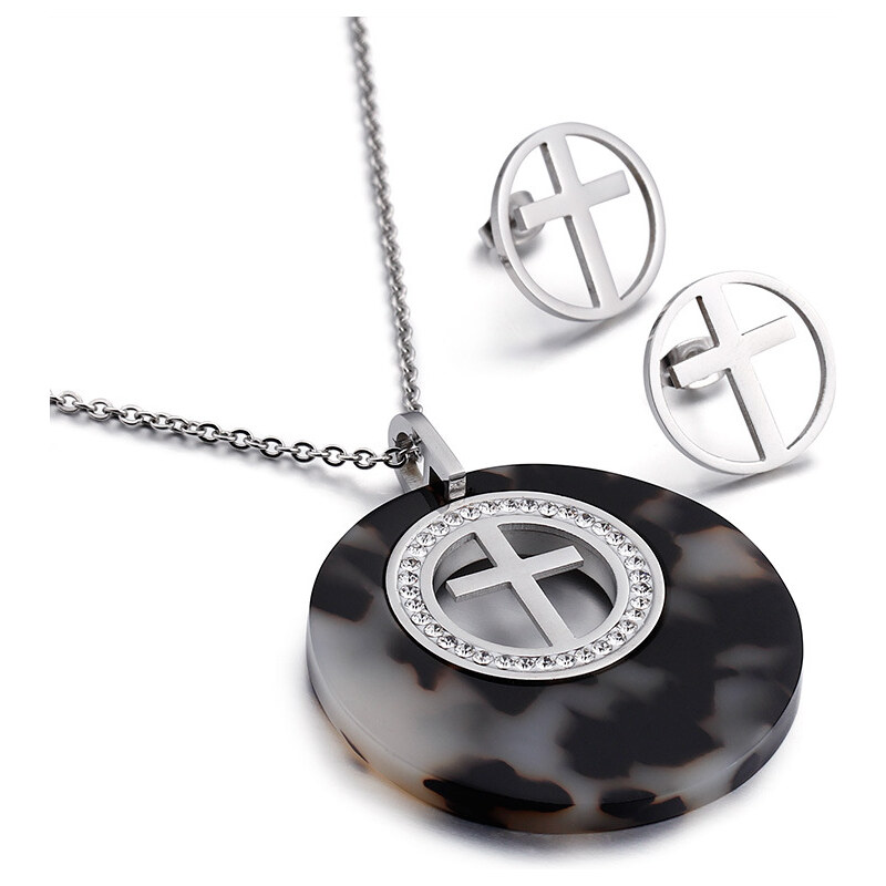 Impress Jewelry Sada šperků z oceli I Believe Černo stříbrný 115024221