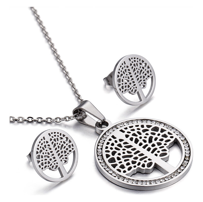Impress Jewelry Sada ocelových šperků Tree Life se zirkony 115024297