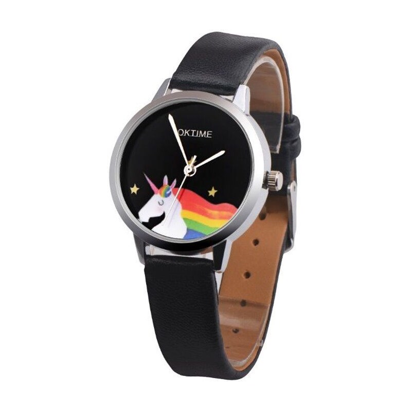 Shim Watch Oktime Dívčí hodinky UNICORN jednorožec Černé 115024709
