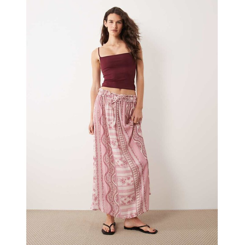 Miss Selfridge cheesecloth maxi circle skirt in tile print-Multi