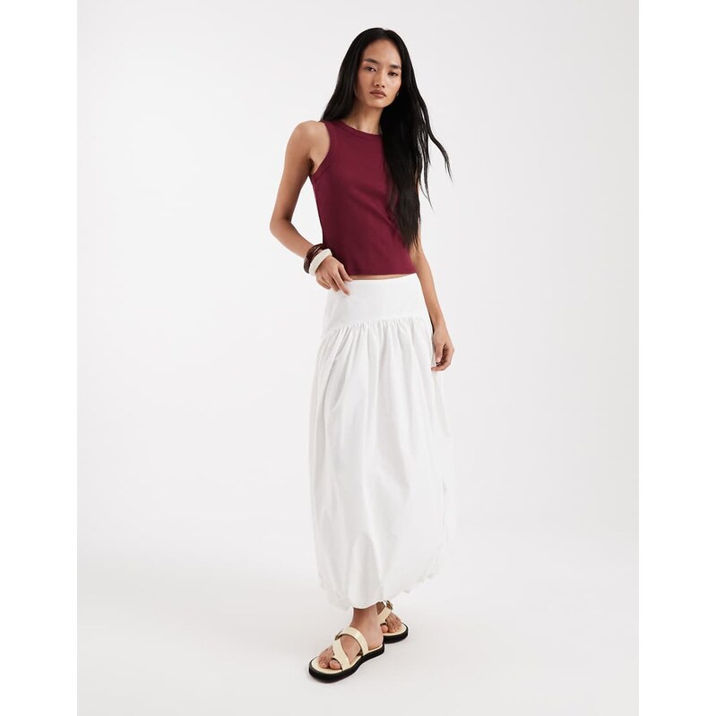 ASOS DESIGN dropped waist bubble maxi skirt in white