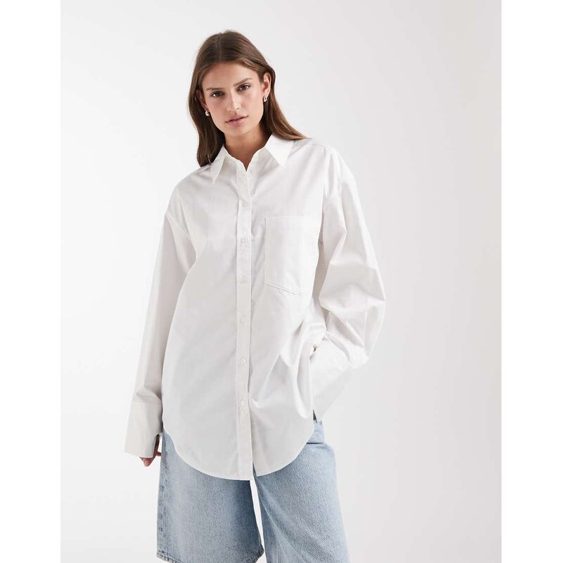 & Other Stories oversized cotton shirt with deep cuffs in white