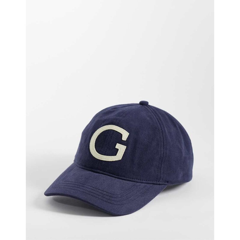 GANT G badge logo brushed cotton cap in navy