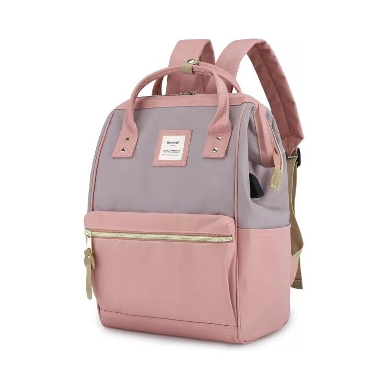 Himawari studentský batoh USB Holly Šedo-růžový 19L 115025400