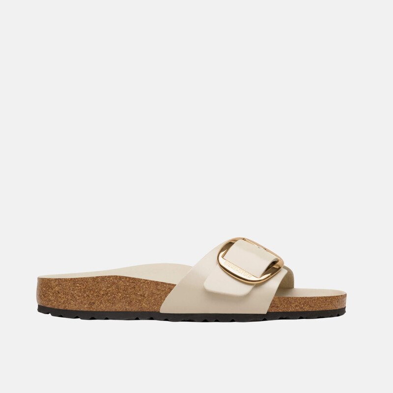 Bílé regular pantofle Birkenstock Madrid Big Buckle Natural Leather 115036612