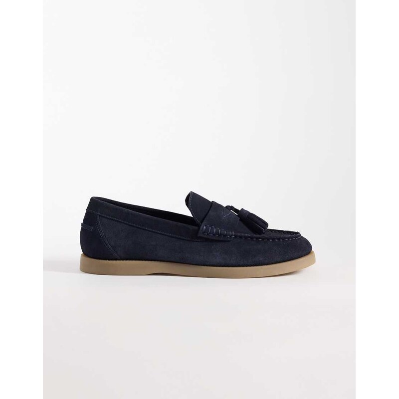 ASOS DESIGN tassel loafers in navy suede