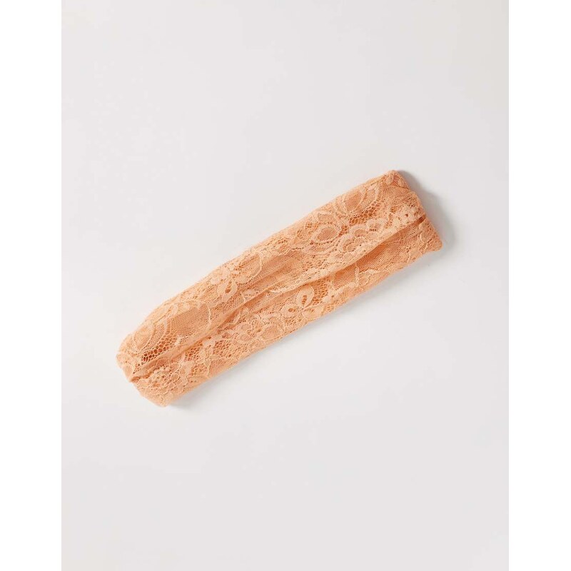 Reclaimed Vintage headscarf in peach lace-Orange