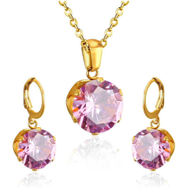 Impress Jewelry Sada šperků z chirurgické oceli Sansa zlatá / Růžová 115028835