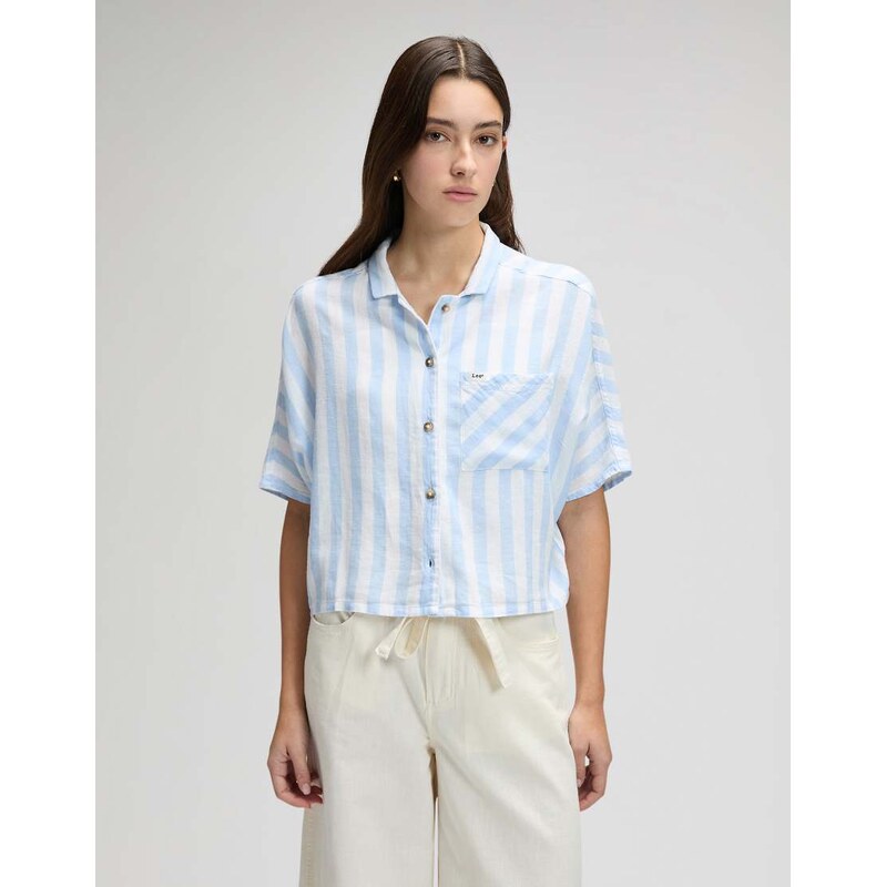 Lee short sleeve resort shirt in light blue stripe