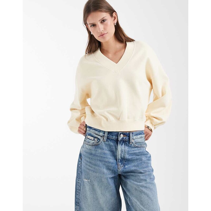 Levis vintage slouchy v-neck sweatshirt in light yellow-White 115040037