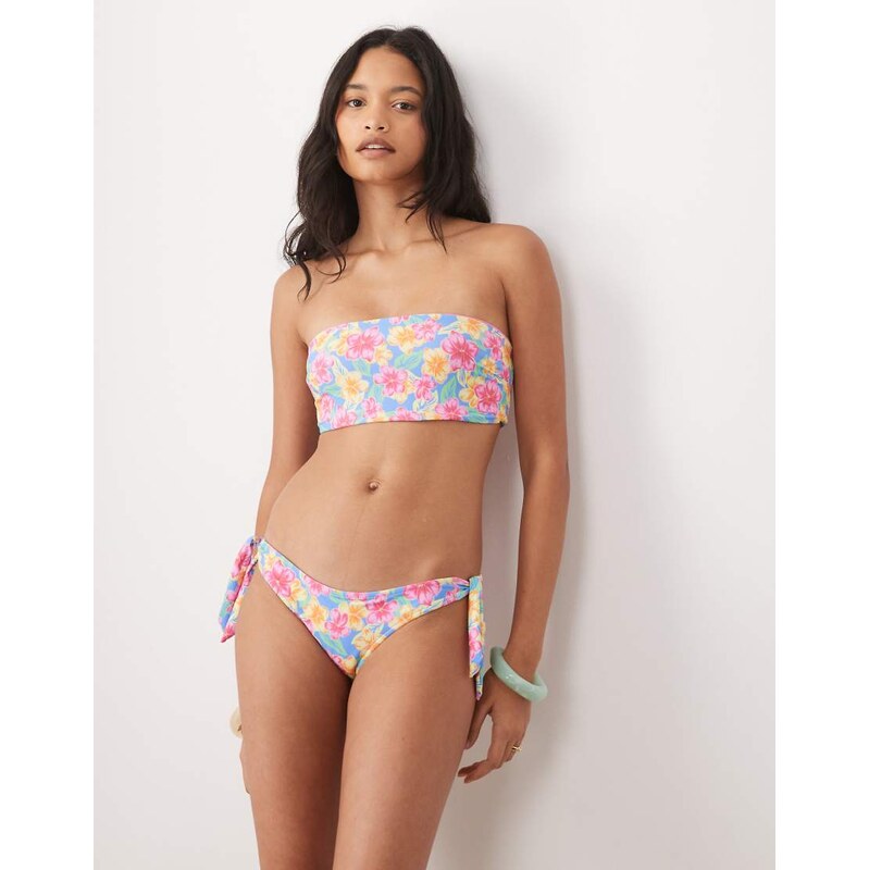 Ripcurl Rip Curl floral print tieside bikini bottom in pink
