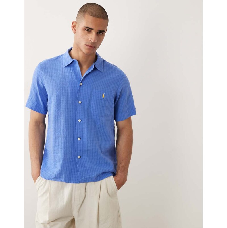Polo Ralph Lauren short sleeve seersucker shirt In dark blue