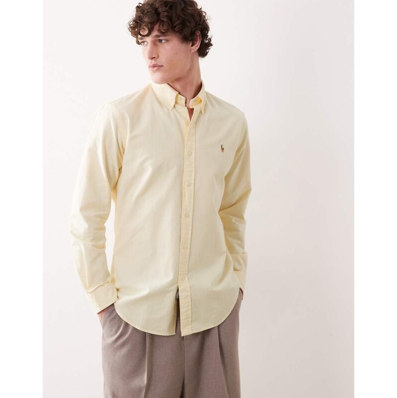 Polo Ralph Lauren icon logo long sleeve striped shirt in yellow