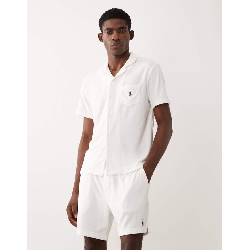 Polo Ralph Lauren icon logo co-ord terry cloth shorts in white