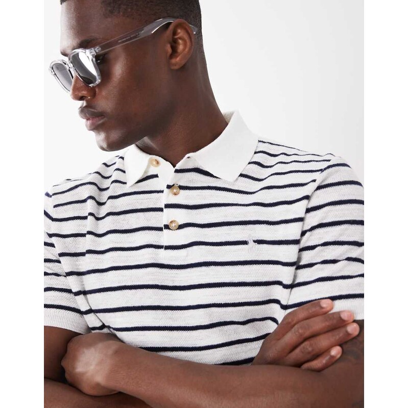 Polo Ralph Lauren icon logo stripped sweater t-shirt in white