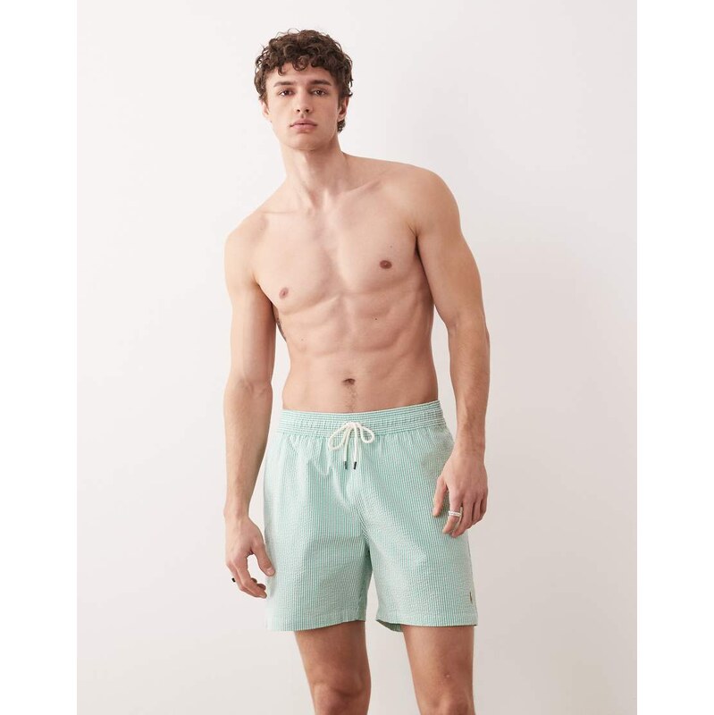 Polo Ralph Lauren Traveler striped swim trunk in green-Navy