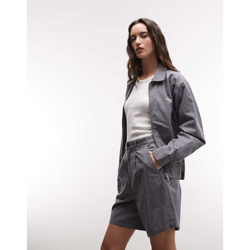 Obey olivia plaid short co-ord in grey