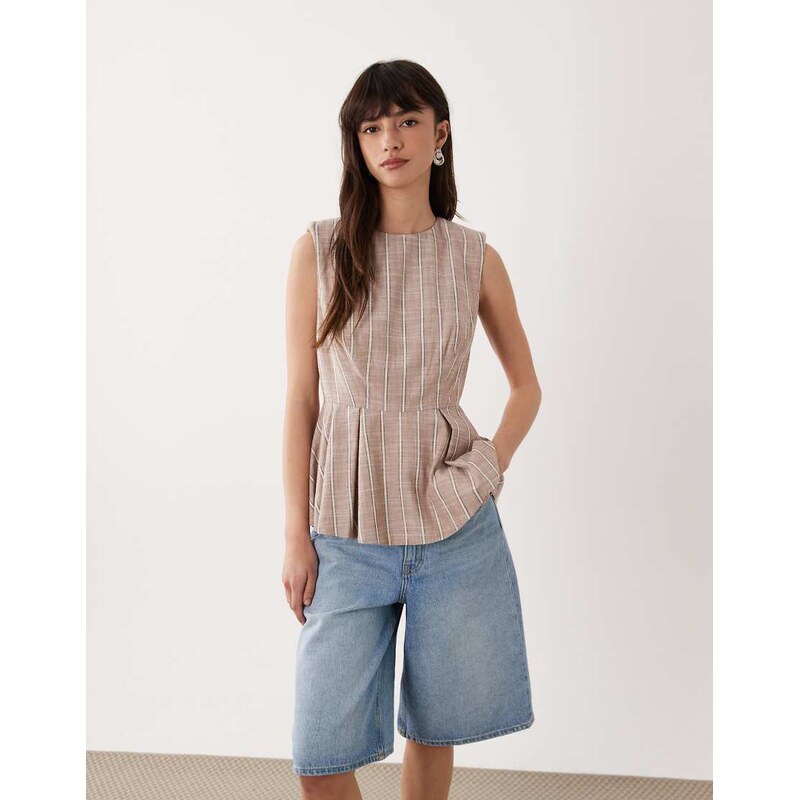 ASOS DESIGN tailored peplum shell top-Brown