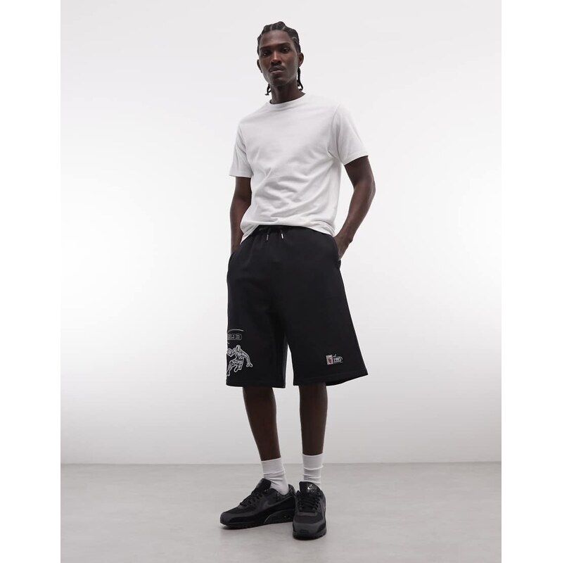 AND1 on court basketball logo jersey jorts in black 115040247