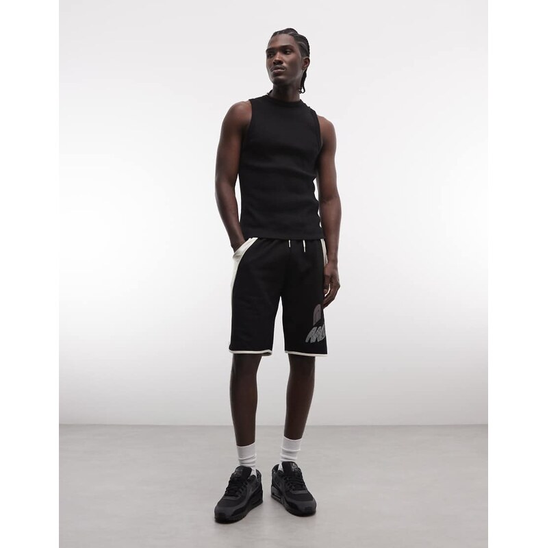 AND1 basketball shorts with contrast panels in black 115040265