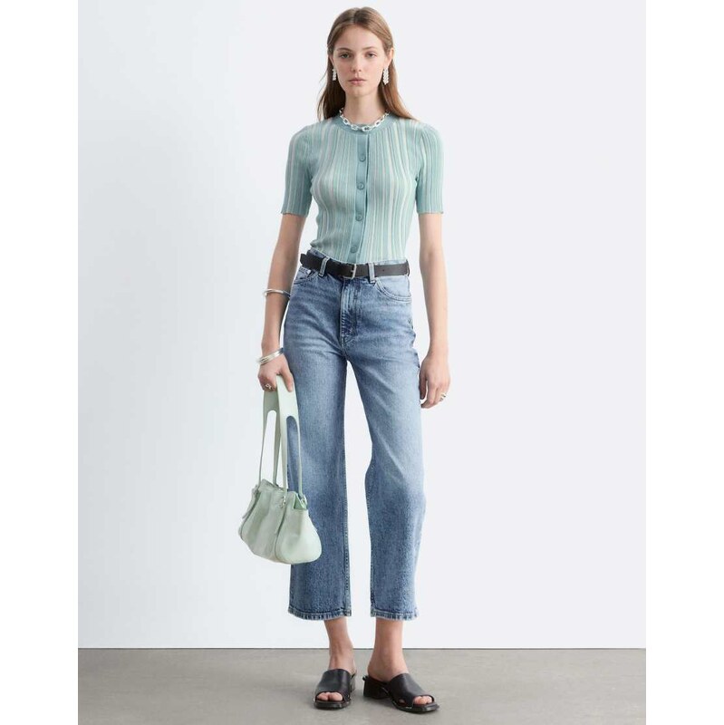 & Other Stories wide fit cropped jeans in mid blue vitnage wash