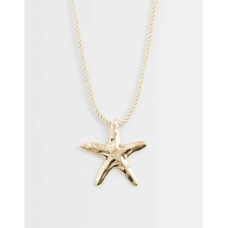 ASOS DESIGN corded necklace with statement starfish pendant in gold 115040285