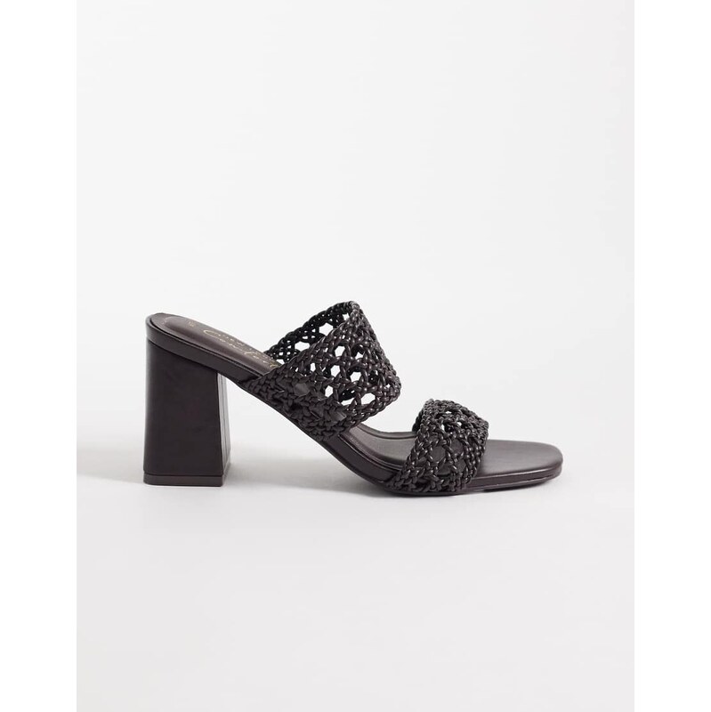 New Look woven heeled mule in brown 115052101