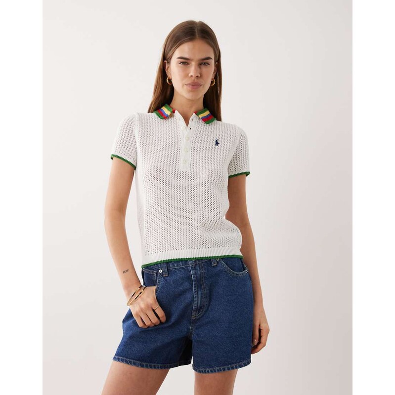 Polo Ralph Lauren collared sweater in white multi