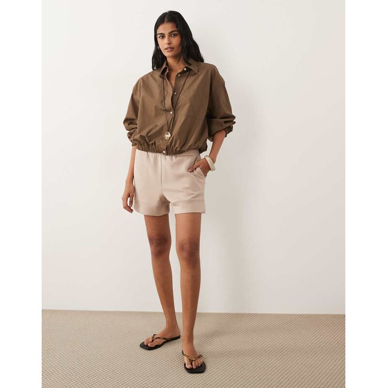 New Look premium soft shorts in beige-Neutral 115379833