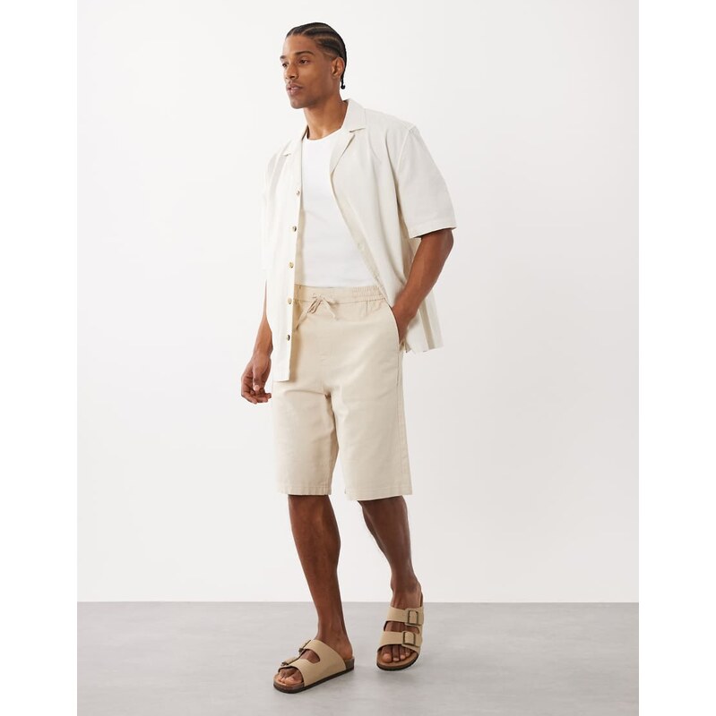 ONLY & SONS wide fit short with linen in beige-Neutral