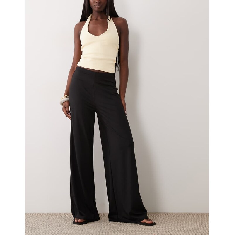 ASOS DESIGN wide leg trouser co-ord in black
