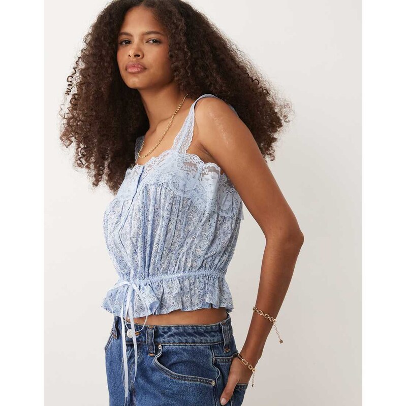 Abercrombie & Fitch square neck button through cami with cinched waist 115040483
