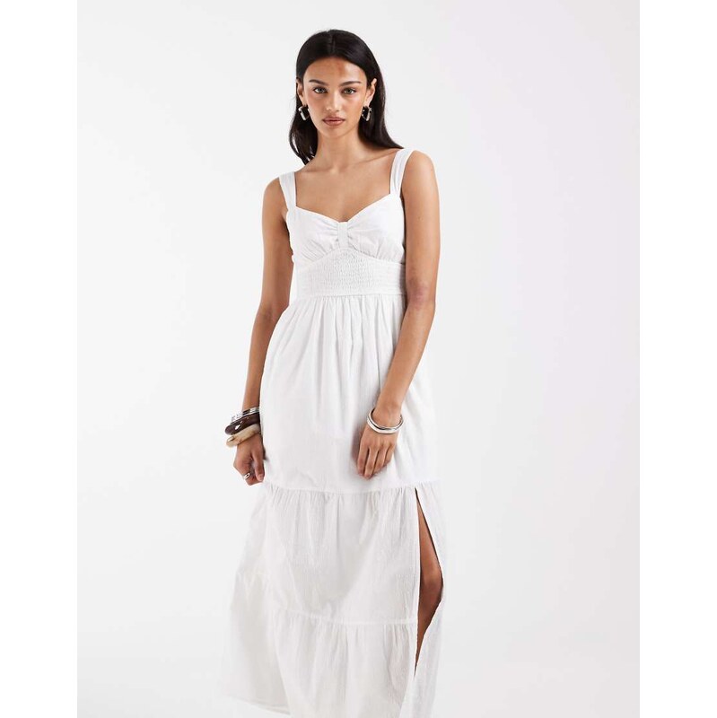 Hollister v neck strappy maxi dress with slit in white 115040506