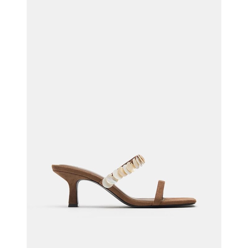 Pull&Bear Beaded high-heel sandals in brown 115052502