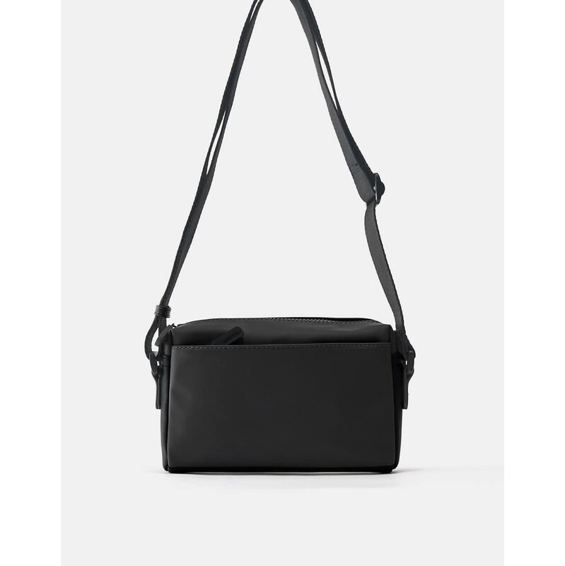 Pull&Bear Rubberised crossbody bag in black