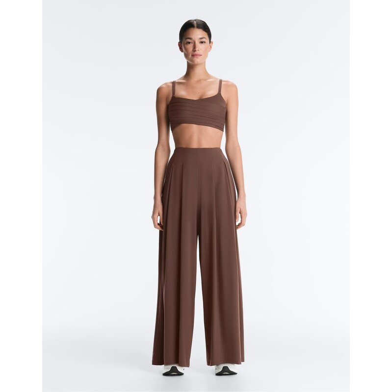 OYSHO Light touch wide-leg trousers in brown