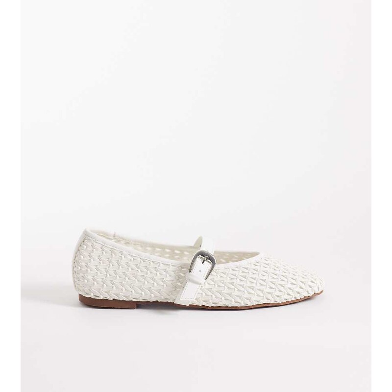 ASOS DESIGN Wide Fit Leah weave detail mary jane ballets in