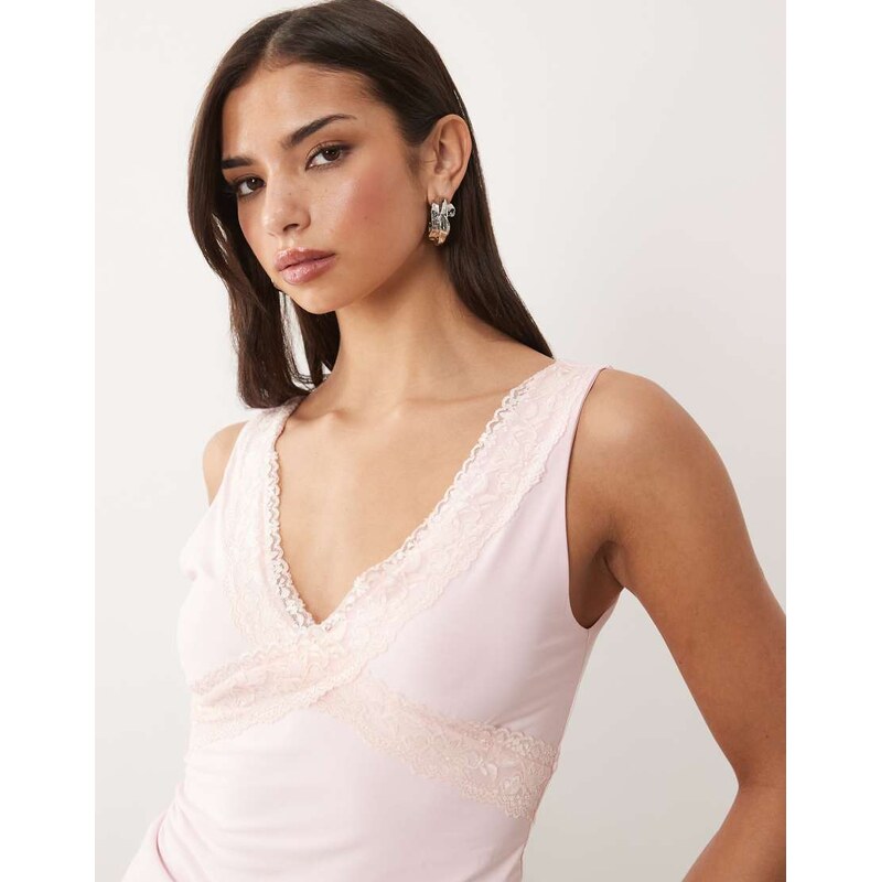 Fashionkilla exclusive double sculpted slinky lace trim v neck