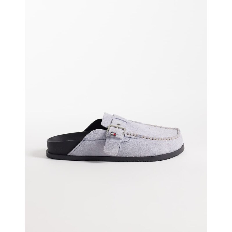 Tommy Jeans real suede mule flats in light blue 115567553