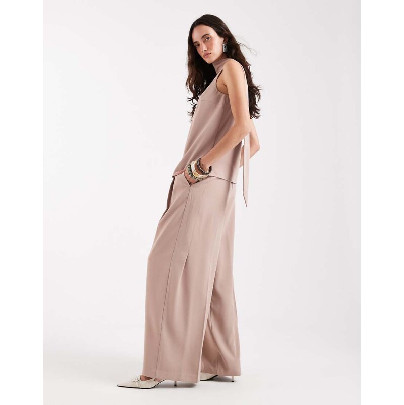 ASOS DESIGN Tailored relaxed slouchy trousers in mink - KHAKI