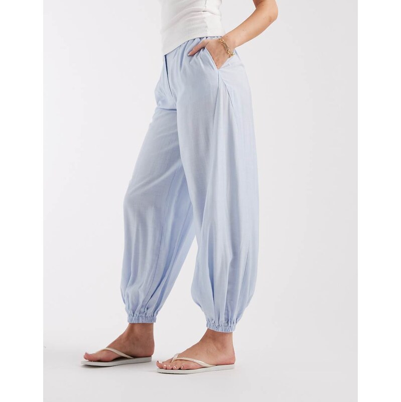 ASOS DESIGN Tailored balloon tie hem trouser in crinkle fabric