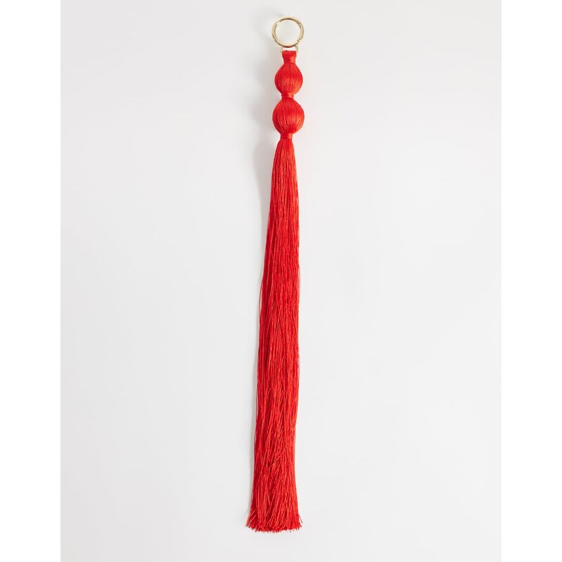 ASOS DESIGN fringe bag charm in red 115043354