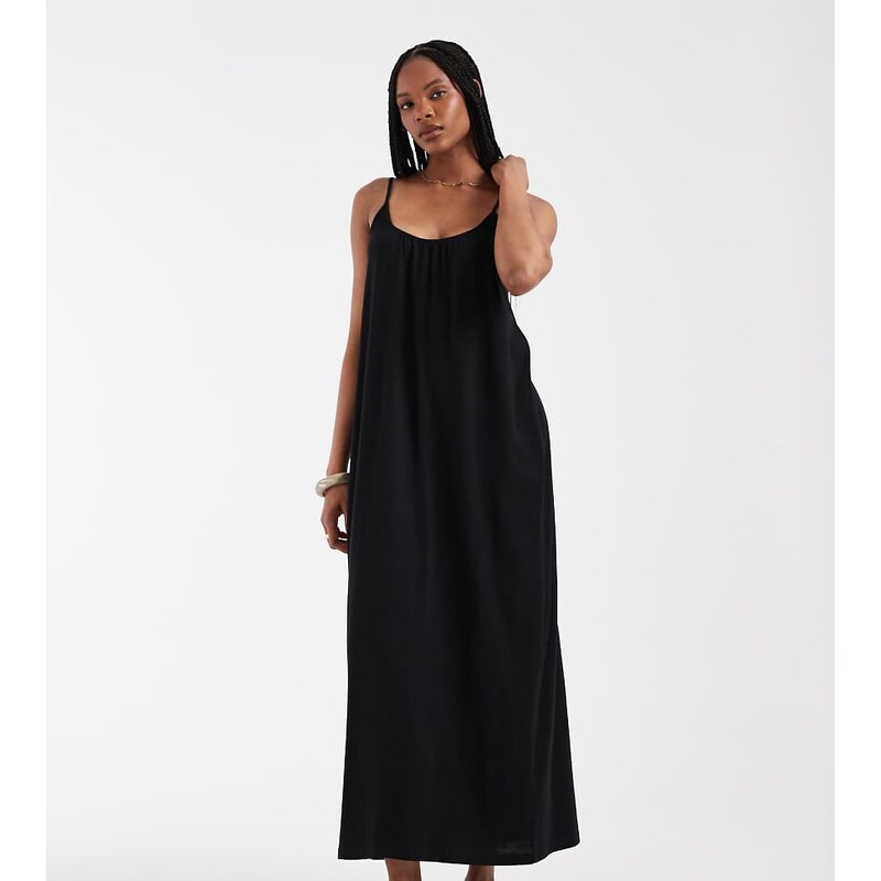 Vero Moda Tall chuck on cami maxi dress in black